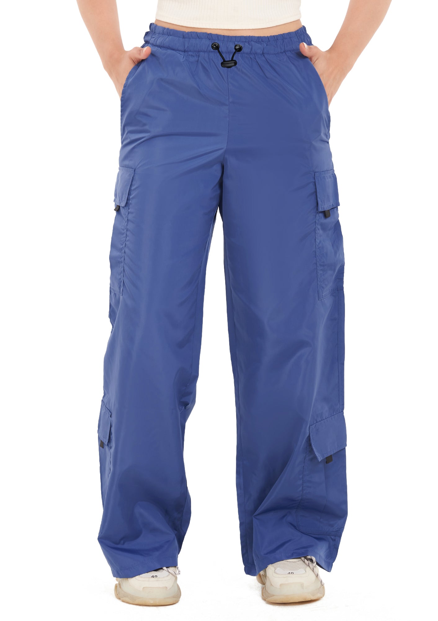 Blue pocket parachute pant
